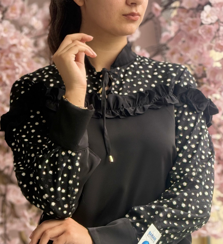 شومیز الیزه مشکی آستین بلند